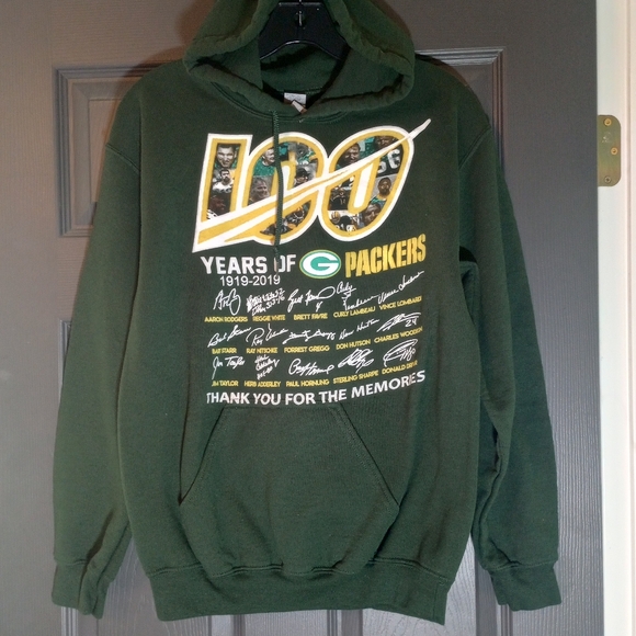 Green Bay Packers 100 Years Throwback NFL Football Hoodie Adult Sz Small Gildan - Picture 1 of 5